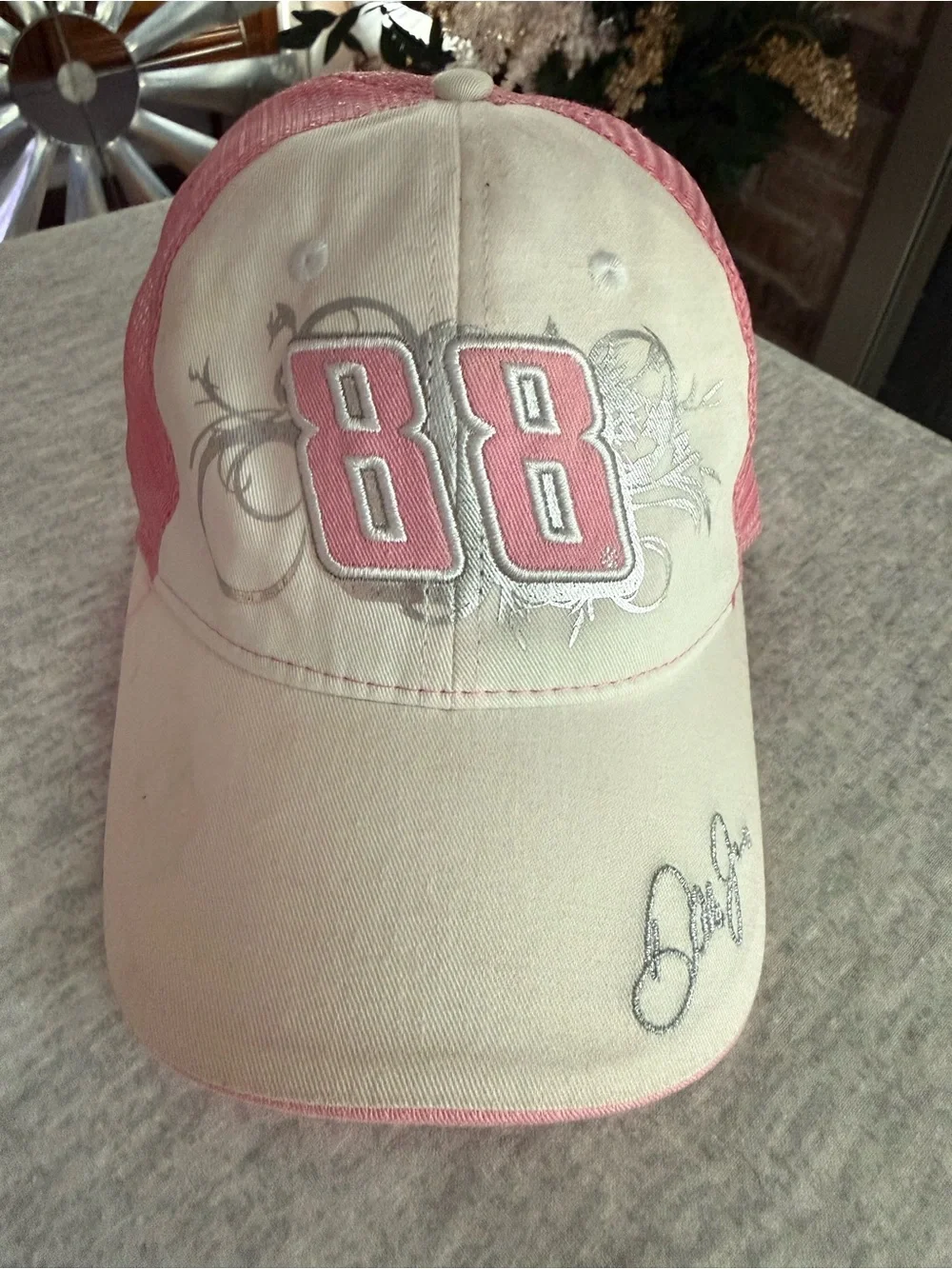 Nascar Pink and White '88 Embroidered Trucker Hat